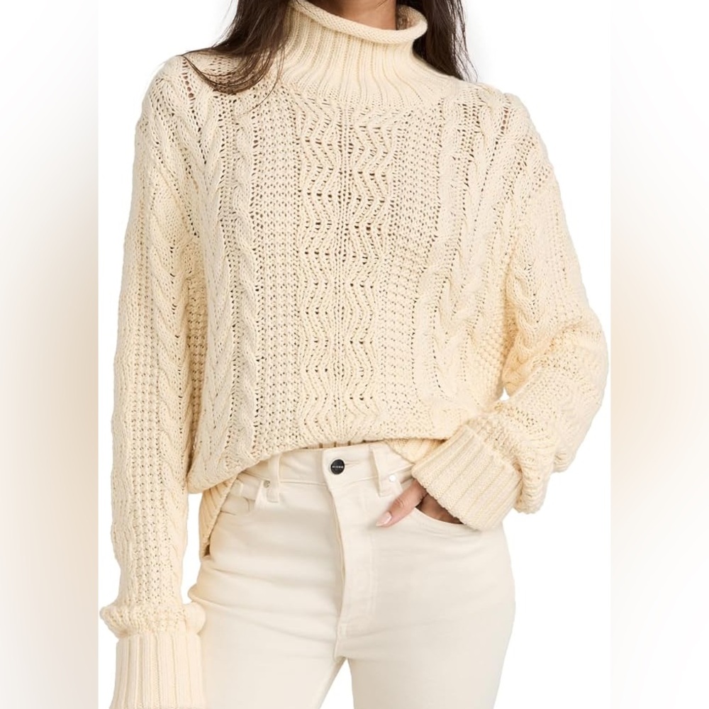 Ciao Lucia Olivier Cream Turtleneck Sweater